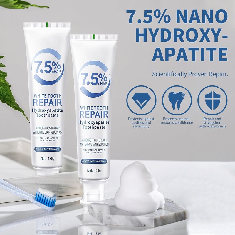 Hydroxyapatite Toothpaste, 7.5% Nano Hydroxyapatite Toothpastes for Enamel Protection and