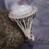 Luxury Fashion Exaggerated Opal Ring in Sterling Silver Cushion Cut