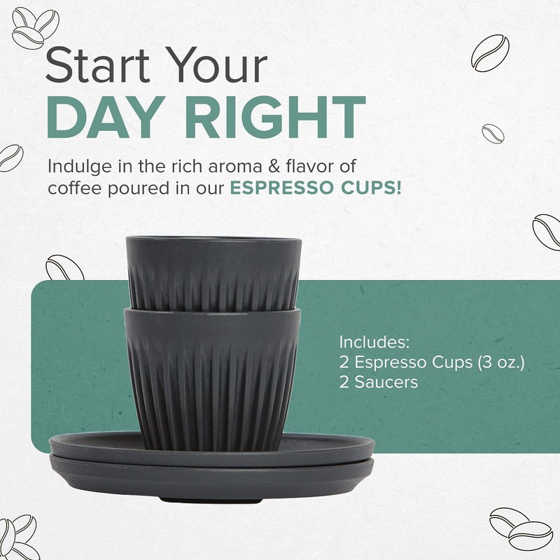 HUSKEE Espresso Cups Set of 2 - Reusable Small Coffee