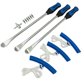 NEIKO 20601A 14.5” Steel Tire Spoons Tool Set, Tire Tools Include 3 Piece Tire Spoons, 3 Piece Rim Protector, Valve Tool, 6 Piece Valve Cores, Motorcycle Tire Changer, Dirt Bike Tire Levers