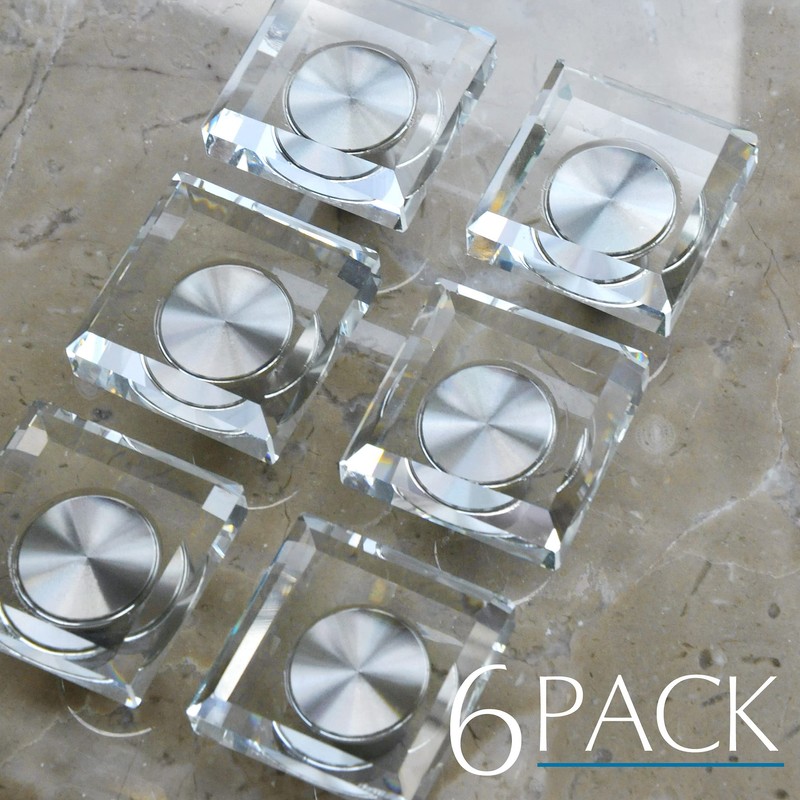 JEREVER 6 Pack Glass Crystal Knobs Brushed Nickel Drawer Pull