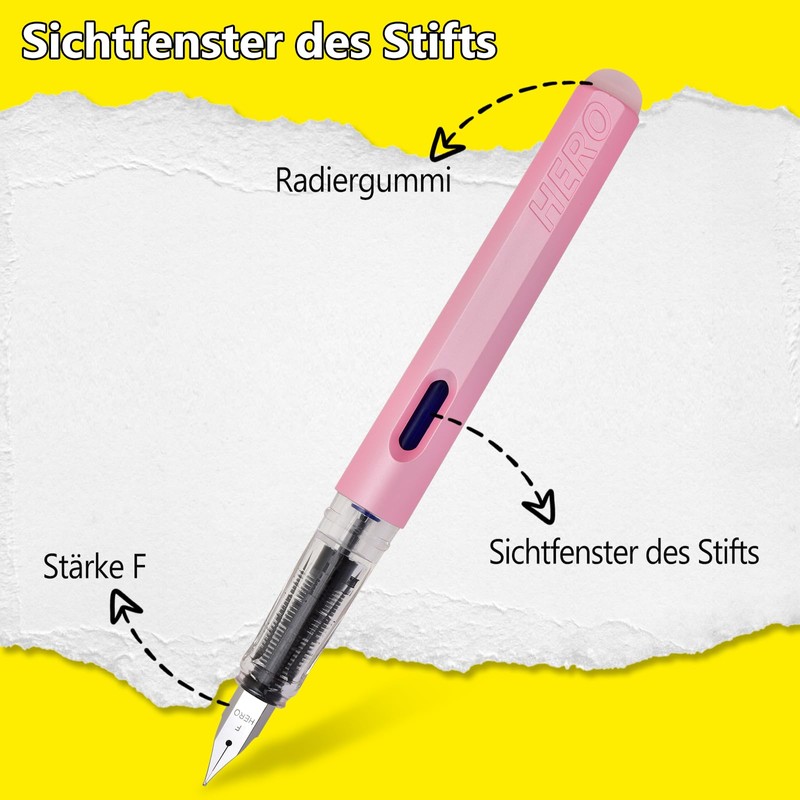 LVZONGXIN Erasable Fountain Pen with Erasable [Blue] I Includes 10