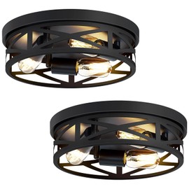 ZHU YAN 2 Pack Flush Mount Ceiling Light Fixture,3-Light Hallway Light Fixtures Ceiling,Black Ceiling Light Fixture,13 inch Light Fixture Ceiling Mount for Kitchen Entryway Hall,E26 Base