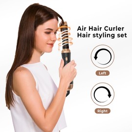 6 in 1 Hair Dryer Brush, Upgrade Detachable Blow Dryer Brush Air Styler Wrap Air Curler, Curly Twist Hot Curling Iron, Negative Ion Blow Dryer Hot Styler, Travel Hair Styling Tool