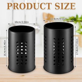 GSrenyu Kitchen Utensils Holder for Countertop,Stainless Steel Black Utensils Caddy,Farmhouse Stylish Organizer and Kitchen Decor Utensil Crock,Gift for New House New Apartment,Pack of 2,Black