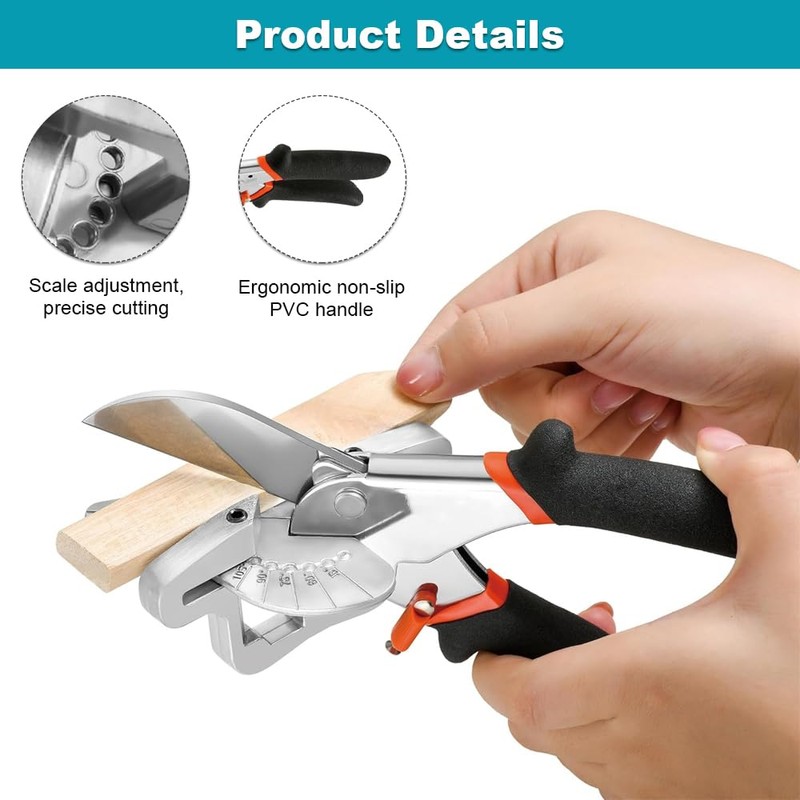 Mitre Shears, 45-135 Degree Adjustable Angle Scissors with 2 Spare