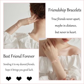 HOHOTANG 3 Friendship Bracelets for Women, Best Friend Bracelets for 3, Sisters Long Distance Flower Bracelet, Adjustable Matching Birthday Jewellery with Box