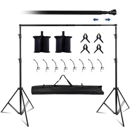 Kate Backdrop Stand Kit for Photography, 10x8.5ft(WxH) Adjustable Heavy Duty Photo Background Stand with 8 Clamps and 2 Sandbags, Back Drop Support System Stand for Backdrop Parties