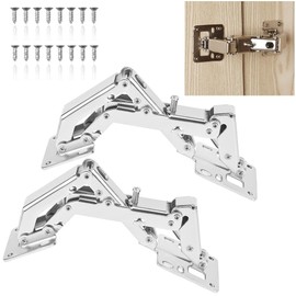 CYNNXIA 2 PCS 170 Degree Cabinet Hinge Kitchen Cupboard Doors Hinges Hydraulically Adjustable Surface Mount Hinges Heavy Duty Soft Close Hinges with16 Fixing Screws for Cabinet Doors Kitchen Wardrobe
