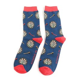 Bad Zebedee Men's Dart Boards Bamboo Socks, Navy Blue, Size 7-11, 1 Pair