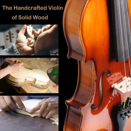 Crafteem Spruce and Maple Solid Wood Violin Outfit for Beginner Kids & Adults -Craft Your Perfect Sound and Begin Your Musical Journey with Confidence. (Glossy Antique, 1/2)