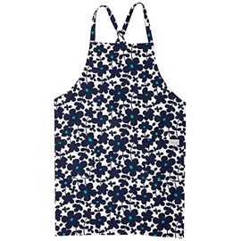 Lep Habituel 462522 Cerna Apron, Blue, Floral Pattern, Length 28.7 inches (73 cm), Width 33.1 inches (84 cm), Pockets, 100% Cotton, Machine Washable, Women's, Shoulder Bag, Front Tie, Stylish, Cute,