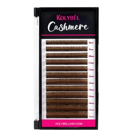 Kolybel Colored Premium Eyelash Extensions 0.03 D Curl 8-16mm Mixed Length,Premium Individual Silk Lash Extension,Professional Eyelash Extension Supplies for Lash Techs (Dark Brown,0.03-D 8-16mm)