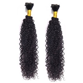 High Grade Bulk Hair for Micro Braiding, Remy Virgin Hair, Dyeable & Bleachable, 2 Bundle Pack, 100G/Bundle Natural Black - 20 Inch