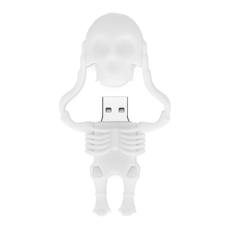 Cartoon U Disk White Skull Appearance High Speed Bulk Storage