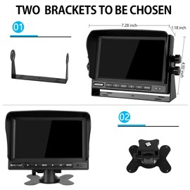 Backup Camera system Kit 7" LCD Reversing Monitor +Rear View Back Up Camera with 170 ° Wide Angle, Waterproof IP68, 18 Infrared Night Vision for Trucks/RV/Trailers/Bus/Vans/box truck