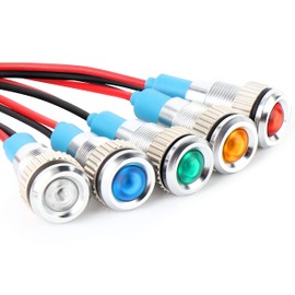 GASHER 12V/24V/110V 20mA Energy Saving Indicator Light Mounting Hole Size 8mm(5/16inch) Green Yellow Red Blue White (24V) 5 PCS