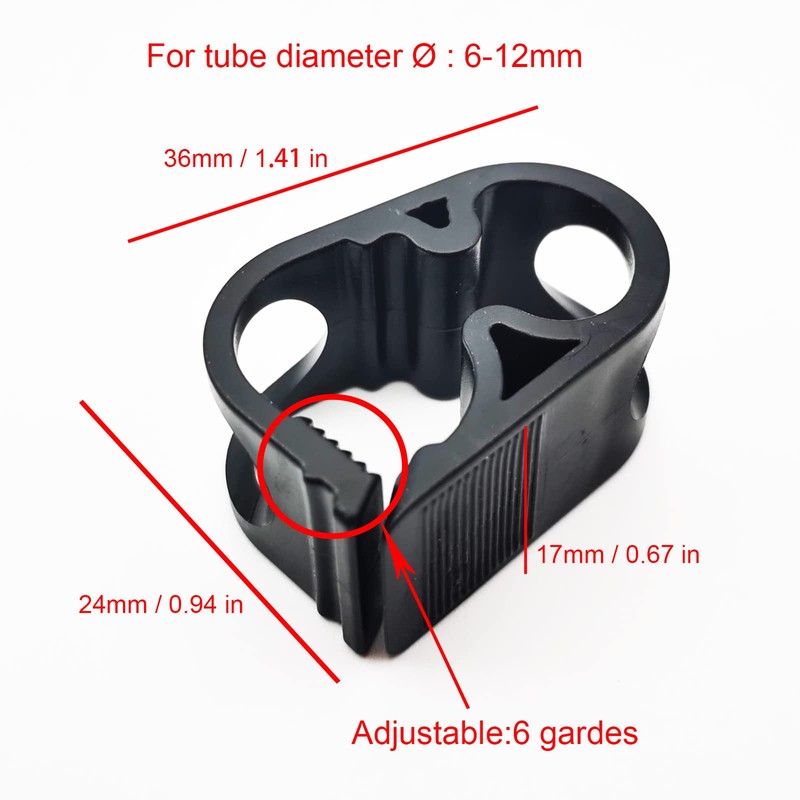 JEESHAN 5pcs Black Adjustable Plastic Hose Clamps 6-12mm / 0.236-0.472