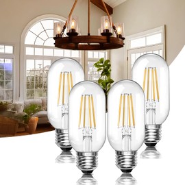 SCNNC Vintage E26 4W LED Edison Bulbs 40W Equivalent 400 Lumens 2700K Warm White CRI90 Tubular T45 LED Bulb Clear Glass 4 Packs for Chandeliers,Pendant,Vanity
