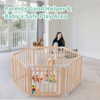 Foldable Wooden Playpen,Large Baby Gate Playpen with Child-Proof Lock-Easy Assembly,