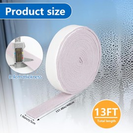 13FT Window Sill Water Absorber, Self-Adhesive and Reusable Condensation Barrier Strip (157.4 x 1.96 Inch), Easy to Install, Peels Off Cleanly, Keeps Window Sills Dry