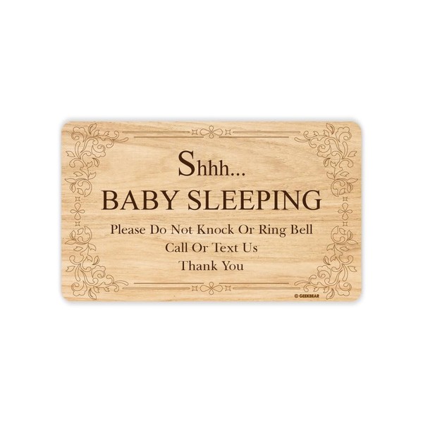 GEEKBEAR Shh Baby Sleeping Door Sign - Acrylic, Unique, Durable