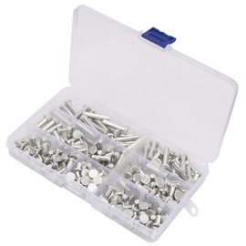 BOROCO Flat Head Full Rivet, 190 Pieces M5 Flat Head Full Aluminium Rivets Assortment Kit Length 6/8/10/12/16/20/25 mm