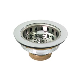 Highcraft 9734 Heavy Duty Kitchen Sink (3-1/2 Inch) Stainless Steel Drain Assembly With Strainer Basket KOHLER Style Stopper, Stainless-Steel