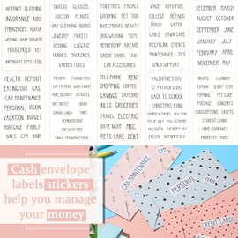 128 Pieces Budget Planner Stickers Cash Envelope Label Sticker Cash Envelope System Budget Stickers Budget Planner Vinyl Sticker for A6 Binder Cash Envelopes 6 Ring Binder Notebooks(Novel Capital)