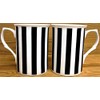 fromeuropewithlove Black Lines Mugs Set of 2 Fine Bone China