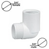 Lakesstory PVC 90 Degree Elbow Pipe Fitting - 3/4 Inch