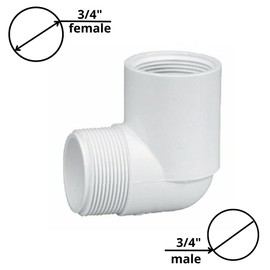 Lakesstory PVC 90 Degree Elbow Pipe Fitting - 3/4 Inch FNPT x MNPT - Sch 40 - Street Elbow