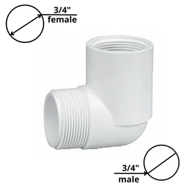 Lakesstory PVC 90 Degree Elbow Pipe Fitting - 3/4 Inch FNPT x MNPT - Sch 40 - Street Elbow