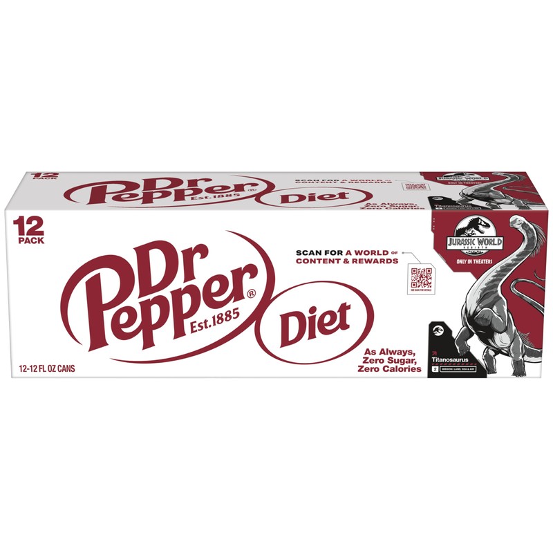 Diet Dr Pepper Soda, 12 fl oz cans, 12 pack