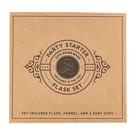 Santa Barbara Design Studio Gift Set Drinking Essentials SIPS Drinkware Kraft Cardboard Book Gift Box, 4-Pieces, Flask Party Starter Kit