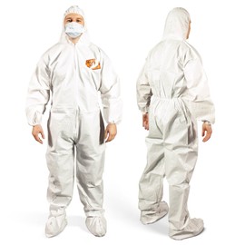 Quest Barrierwear Disposable Coveralls for Light Splash and Dry Environments - Protective Suit - Hazmat Suits - White - Single Pack - 3XL