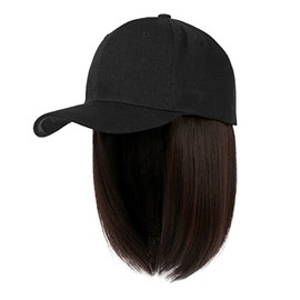 Baseball Cap with Hair Extensions, Synthetic Hair Wig, Baseball Cap with Attached Hair, Kinky Curly Adjustable Wave Hairpiece with Baseball Cap, Cap Wig for Baseball Cap Boys, 1-b, One Size Fits All