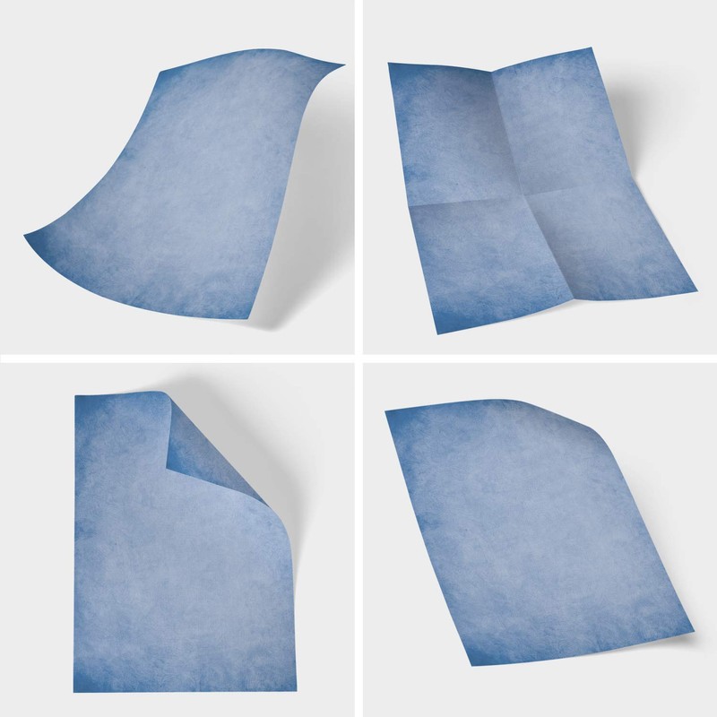 50 Sheets Letter Paper (A4) Vintage Retro Blue Design Paper