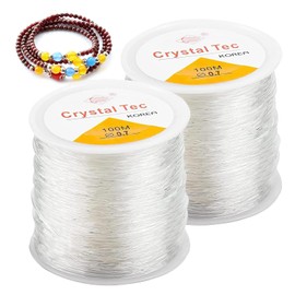 Crystal Elastic Beading Thread, 2PCS 0.7mm Elastic Bracelet String Cord, Beading Thread for Jewellery Making, Cord Clear Stretch Bead Cord for Hanging Christmas Ornaments Bracelet Making(100m)