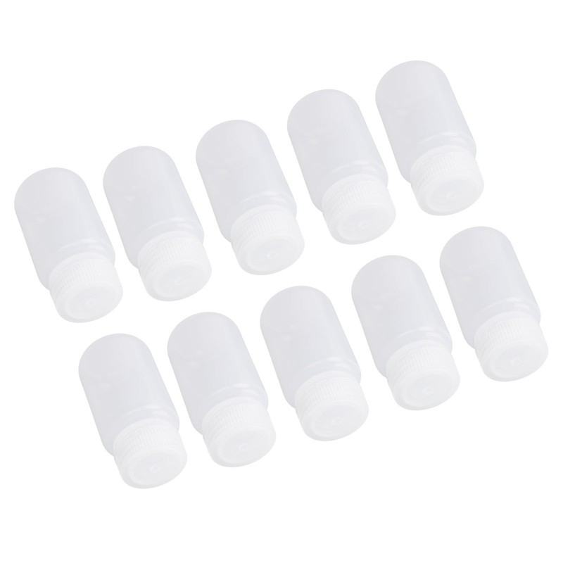 10Pcs Reagent Bottle Plastic Wide Mouth Lab Liquid Sample Seal