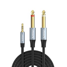 ANDAPA Cable Audio 3.5mm a Doble 6.35 mm (2M), Computadora, Reproductor de CD, Altavoces y Sistemas de Amplificador para el Hoga