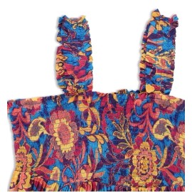 Terra & Sky Smocked Sun Dress. Sleeveless Size 1X 16-18" W Blue Blitz