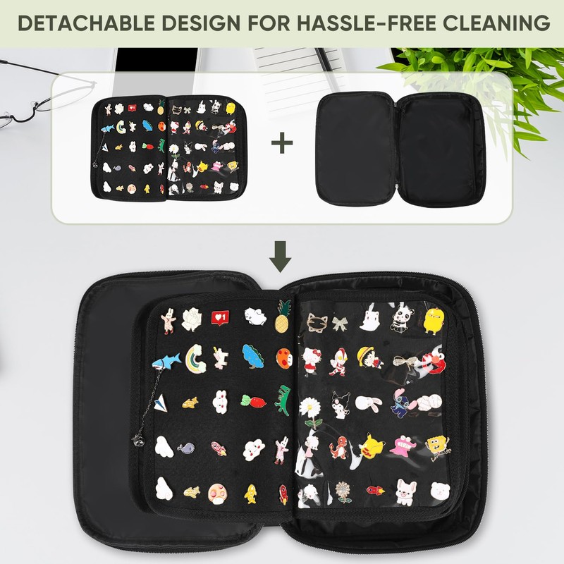 Fruobeyla Pin Display Bag, Letter PU Pin Trading Book with