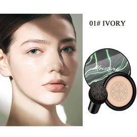 Air Cushion CC Cream Mushroom Head Foundation,BB Cream Makeup Foundation,Moisturizing Concealer,Long Lasting Full Coverage Waterproof,Even Skin Tone for All Skin Types (1# Ivory, 20g)
