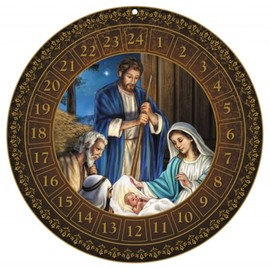 Catholic Brands Calendario de Adviento de Belén de la Santa Familia con pestañas troqueladas, 14 pulgadas