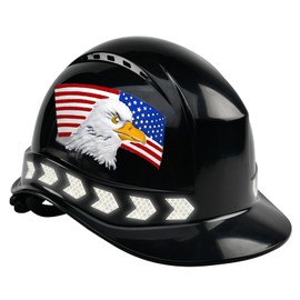 Cap Style Hard Hat，Construction Work Safety Helmet for Men&Women，Hard Hat with American Flag and Eagle Design，Black