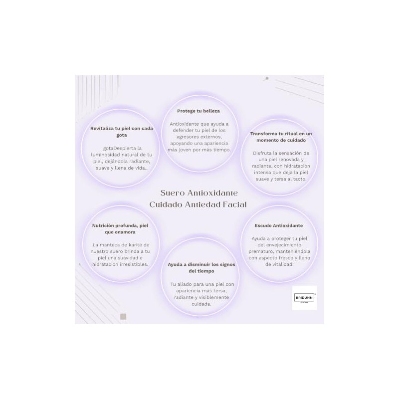 Bridunn Suero Facial Antioxidante con Vitamina E 30ml, Serum Antiedad