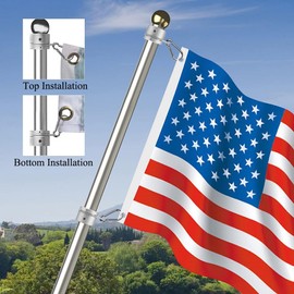 1 Pair Flag Pole Rings, Silver Flagpole Mounting Ring Anti-wrap Rings with Carabiner, Aluminum Alloy, Pole Diameter 1-1.26 inch