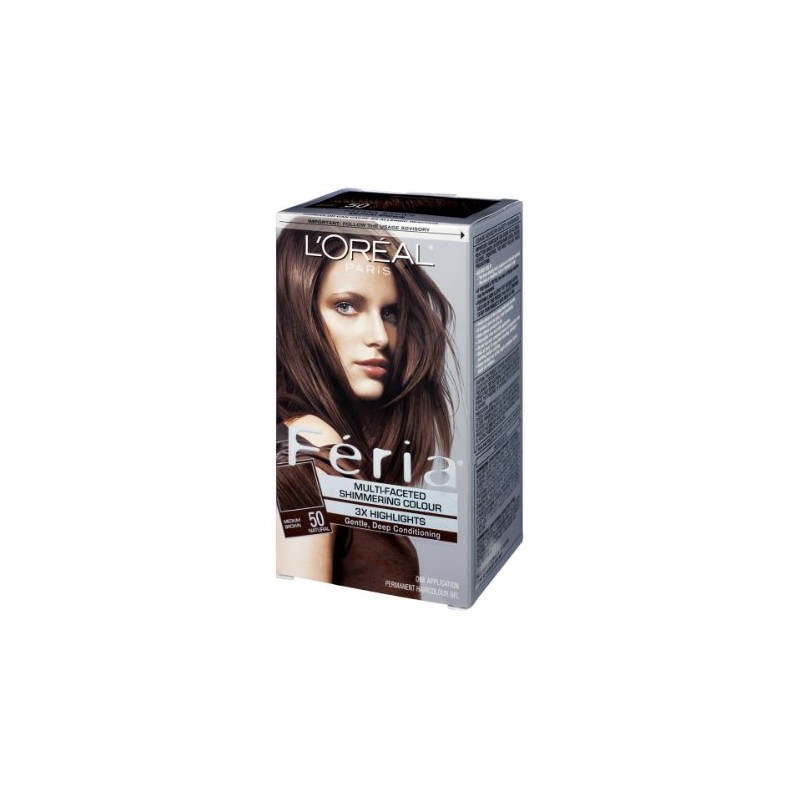 L"Oreal Paris Feria 50 Natural Medium Brown Permanent Haircolor Gel