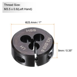 sourcing map Round Threading Die M3.5 x 0.6 Metric Thread 1" OD Adjustable Left Hand High-Speed Steel (HSS) Round Die Screw Thread Cutting Die for Thread Repair